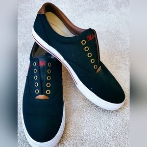 Ralph Lauren Polo RL Vito Lace Free Boat Shoes Navy Canvas Leather 10D Men's